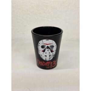 Friday the 13th Tequila Shot Glass Horror Collectible Used Balck & Red Spencer's